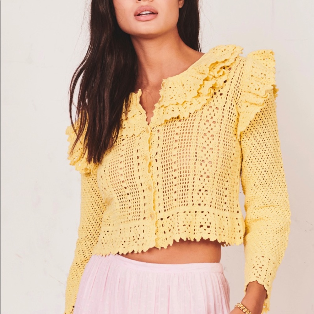 Love shack fancy yellow seraphine sweater